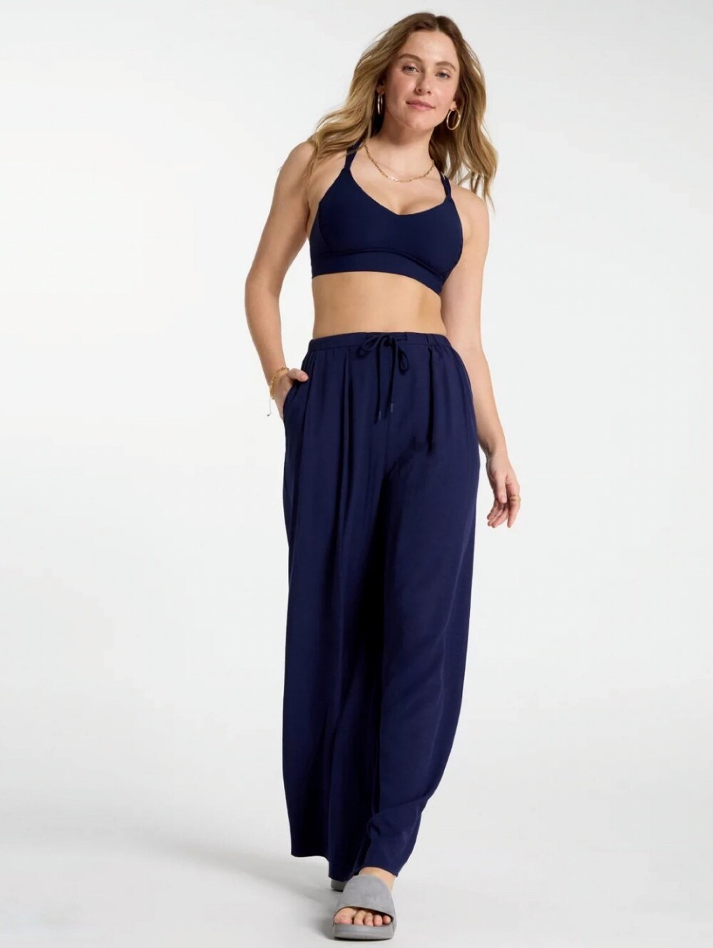 CALIA Linen-Blend Wide Leg Pants